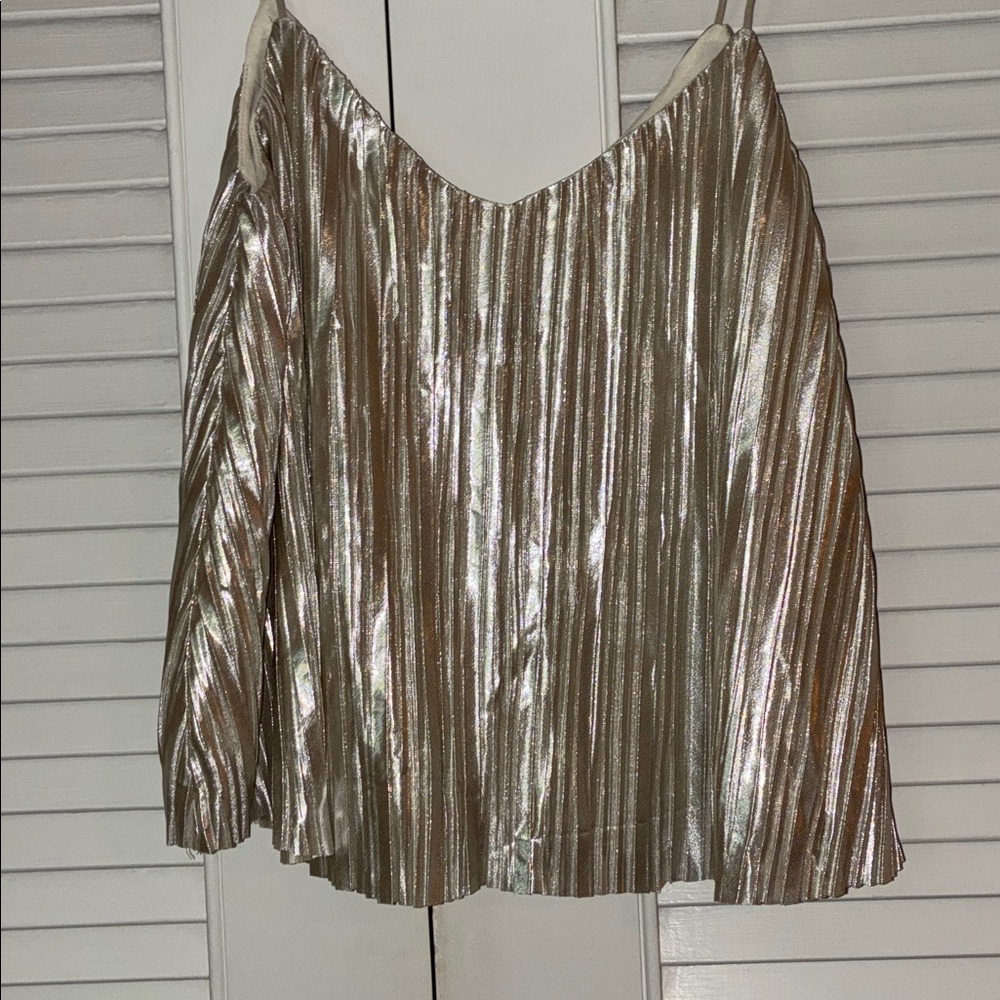 NWT - Anthropologie 4SI3NNA Metallic Gold Pleated Cami Top